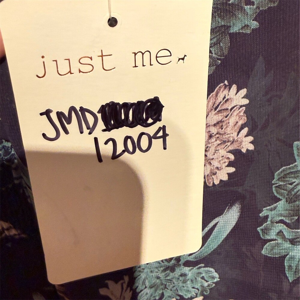 Lulus Just Me Jumpsuit Women’s Size S Navy Floral Sheer overlay Long Sleeve - Picture 6 of 10